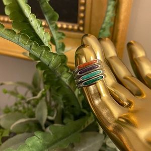 STERLING SILVER GEMSTONE STACKED RINGS